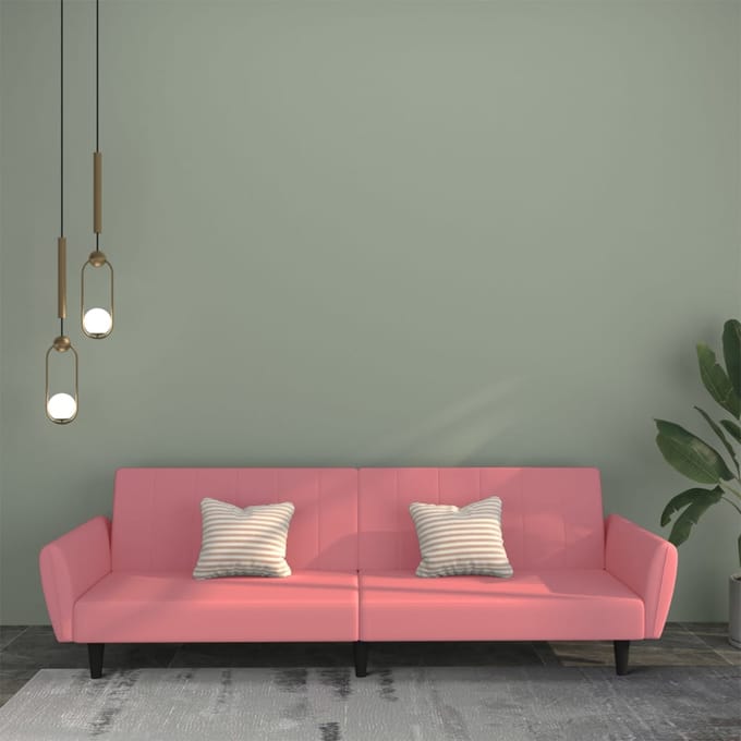 vidaXL - Slaapbank - 2-zits - fluweel - roze