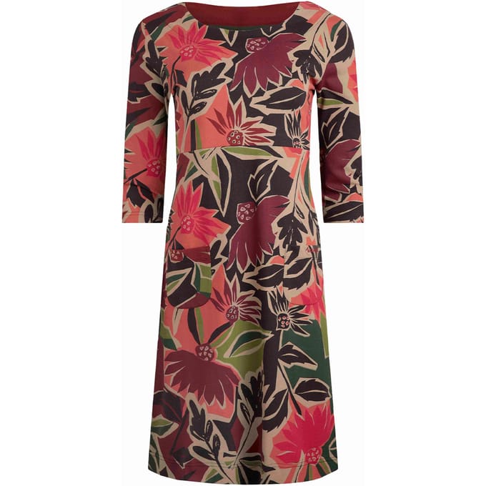 Weird Fish Dames/Dames Starshine Abstract Floral Jersey Organic Jurk (Roze)