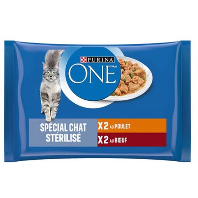 4x85g Purina ONE Sterilcat Kip en Rund Kattenvoer nat