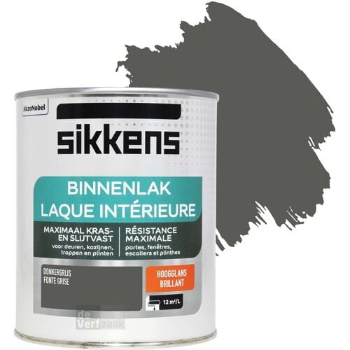 Sikkens - Binnenlak Hoogglans - Donkergrijs - 750 Ml