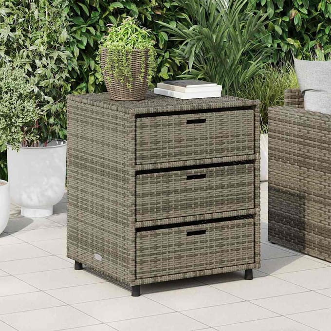 vidaXL - Tuinkast - 55x59x69 - cm - poly - rattan - grijs