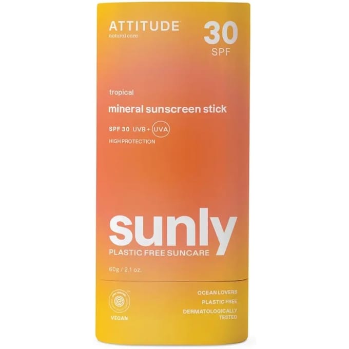 Attitude Sunly Zonnebrandstick SPF30 Tropisch - 60 gr