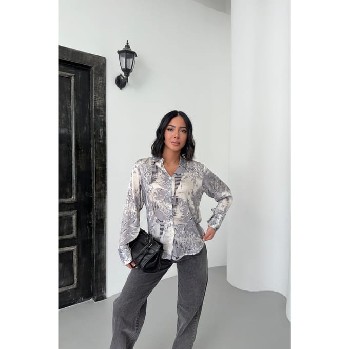 Abstracte Afdruk Lange Mouw Knop-Up Shirt