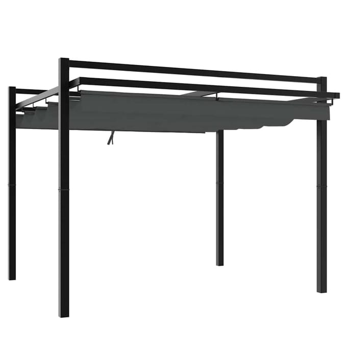 vidaXL - Prieel - met - uittrekbaar - dak - 3x3 - m - aluminium - antracietkleurig