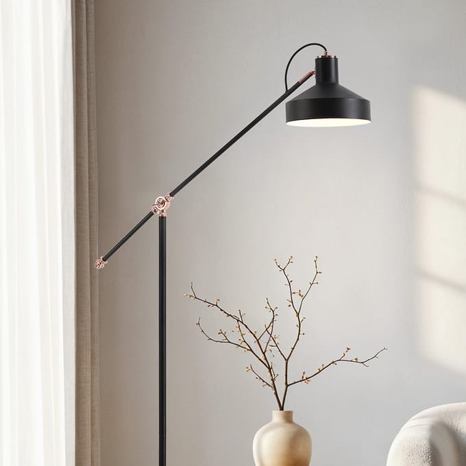 Kantelbare staande lamp Tom - zwart
