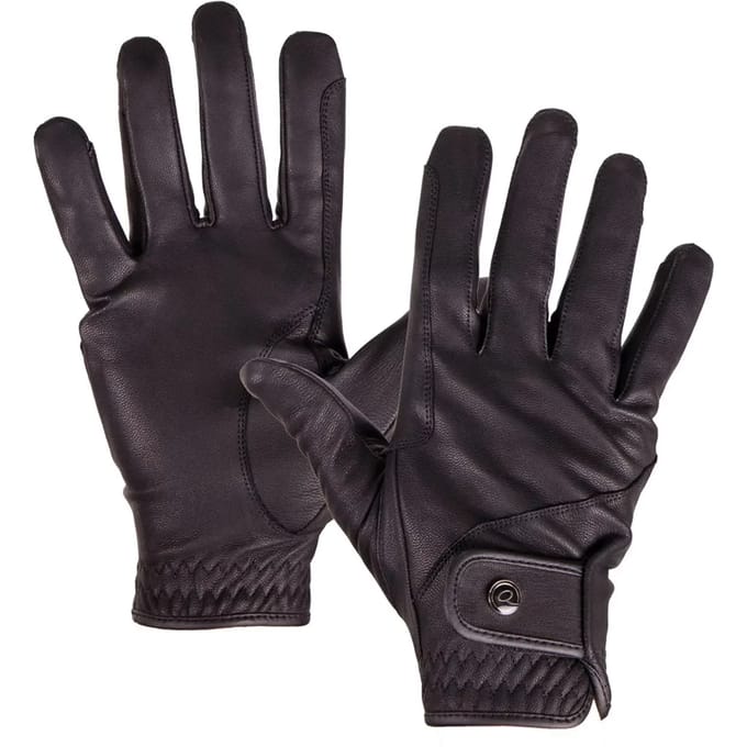 QHP Rijhandschoenen Leather Pro Zwart - S