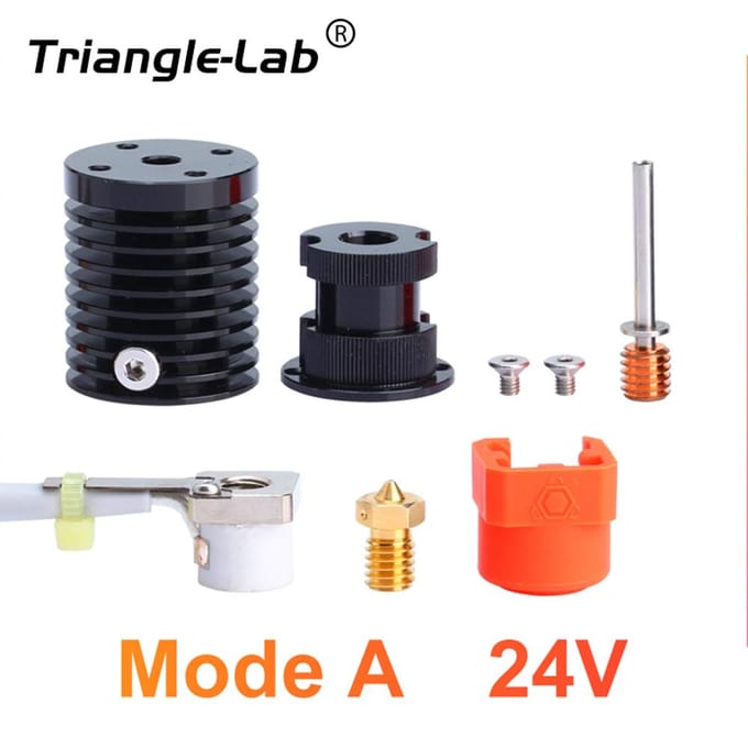 Trianglelab TD6S Hotend Kit met Keramische Verwarmingsring + V6 Mondstuk Compatibel met Voro 3D Printer Volcano nozzle white