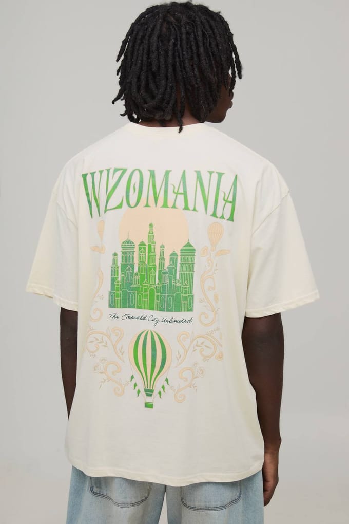 Oversized Wicked License Printed T-Shirt | Ecru | Size Small