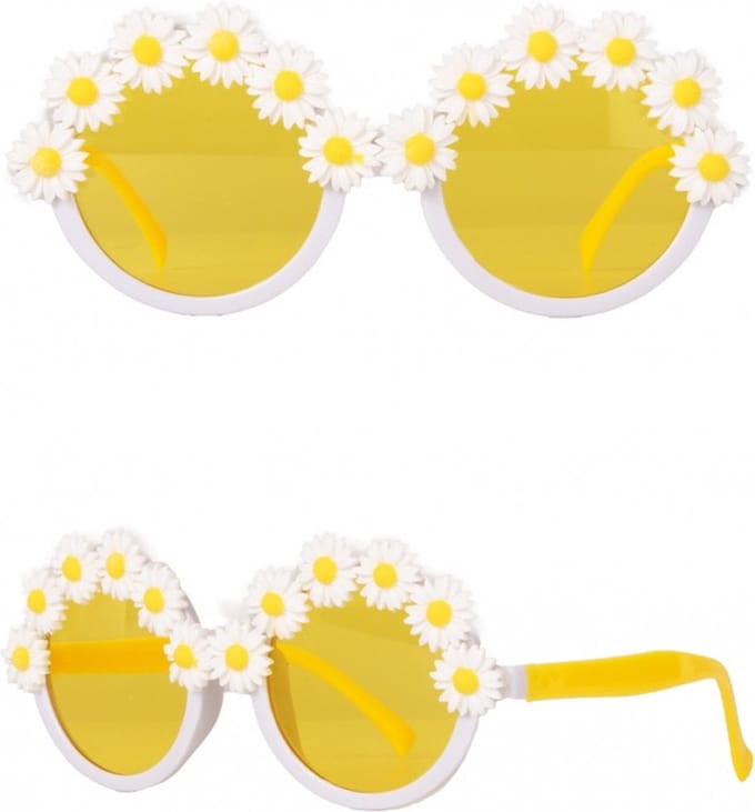 Bril hippie witte bloemen