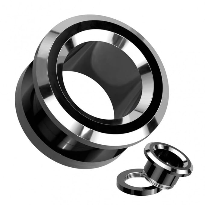 Screw fit black en silver 14 mm - LMPiercings
