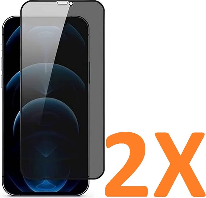 Screenprotector Glas - Privacy Tempered Glass Screen Protector Anti-Spy - 2x Geschikt voor: Apple iPhone 12 Mini (5.4inch)