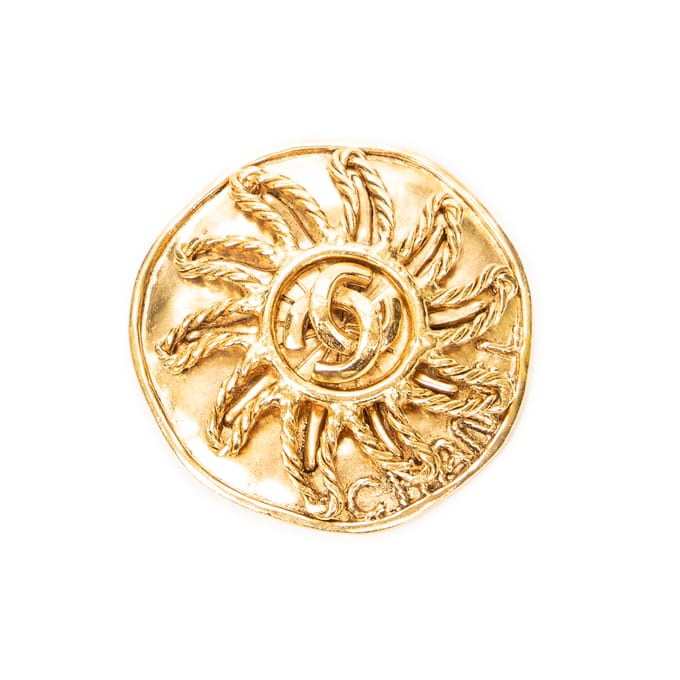 CC Round Sun Brooch Pin   Broche