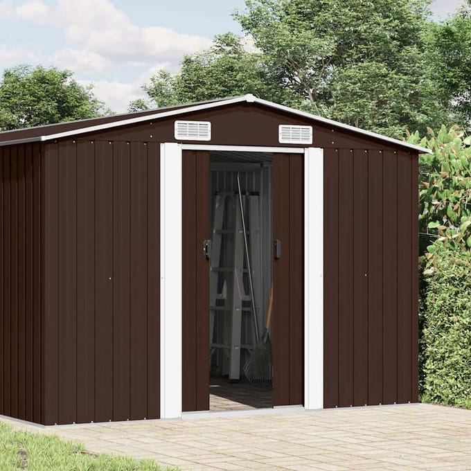 vidaXL - Tuinschuur - 257x489x181 - cm - metaal - bruin