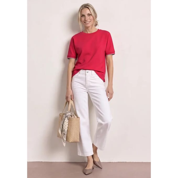 Shirt met ronde hals in Silk-Look