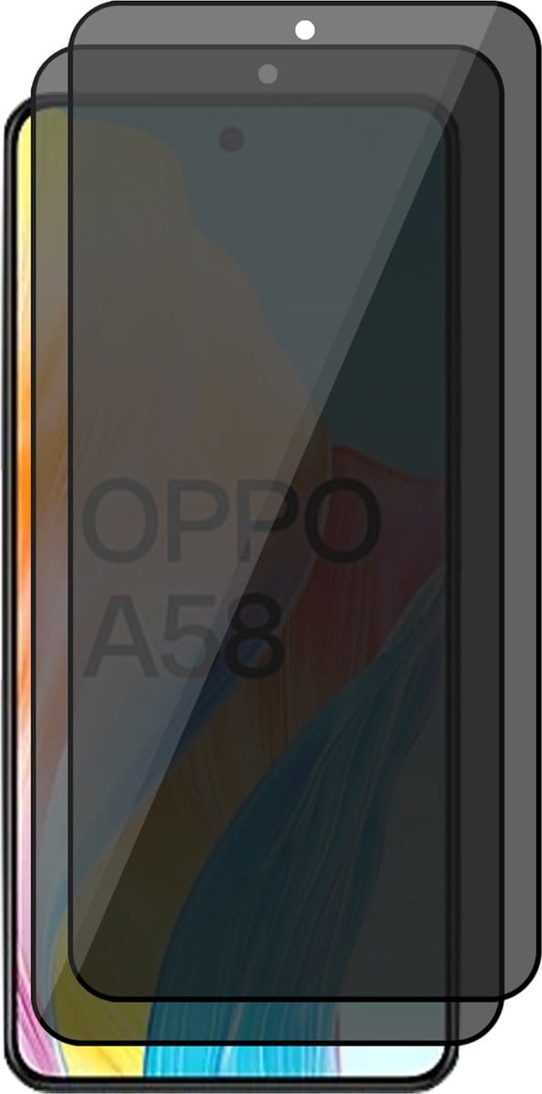 Privacy Screenprotector geschikt voor Oppo A58 4G - 2x Volledig Dekkend Glas Screen Protector