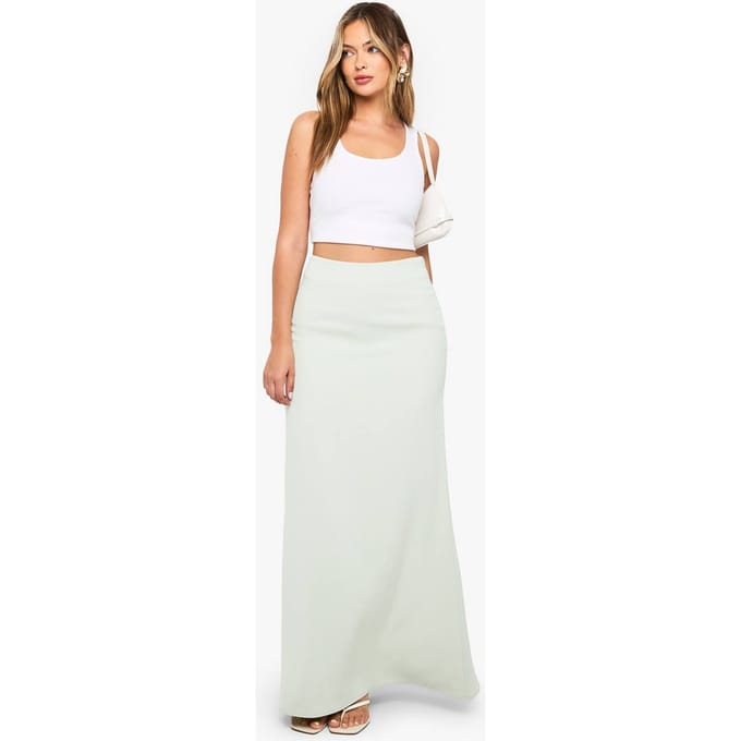 boohoo Dames Geweven Slip Maxi Rok | Sage | Maat: 12