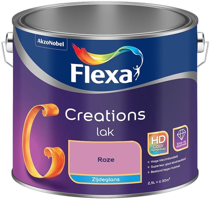 Flexa - Creations Lak Zijdeglans - Roze - Mengverf - 2,5 L