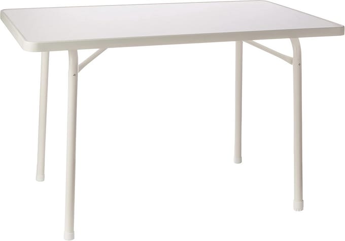 Inklapbare tuintafel 115 x 70 cm met marmerdecor en wit stalen frame