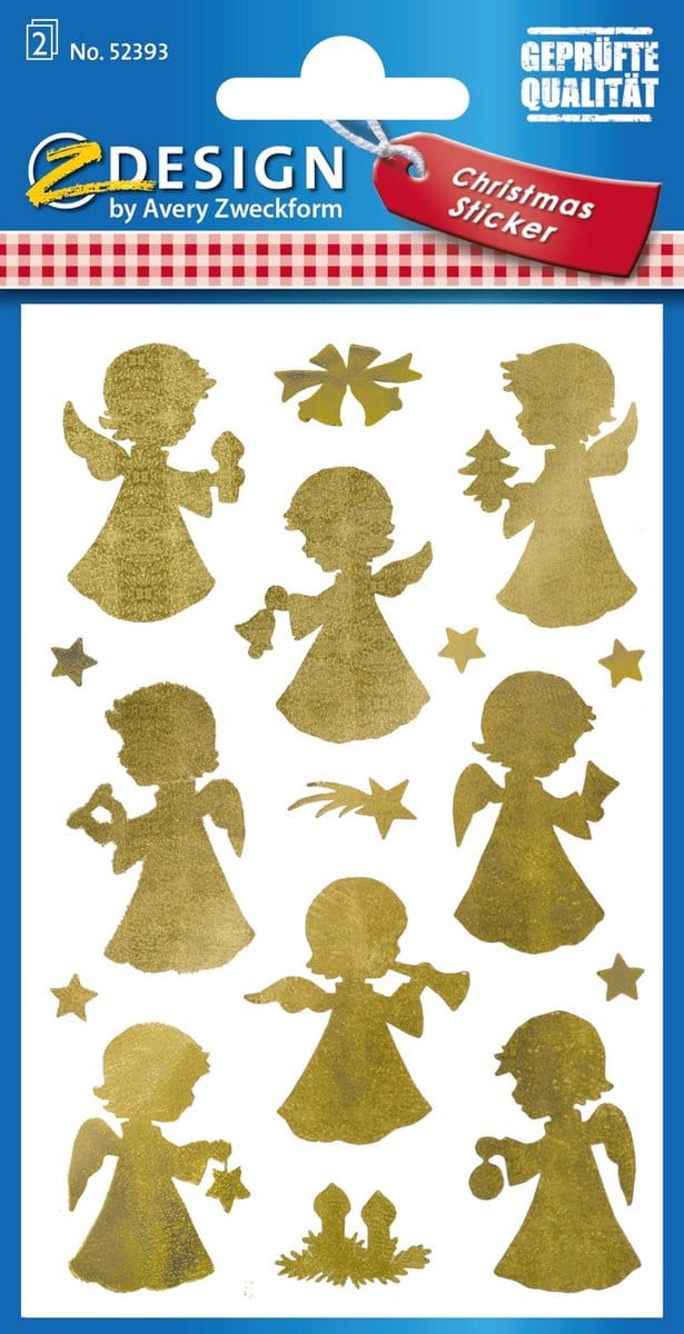 Avery Etiket Z-design Christmas gouden engeltjes - 2 vel
