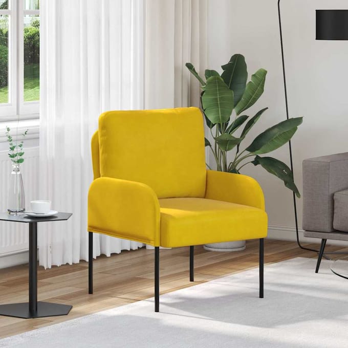 vidaXL Banken met kussen 55cm Geel Multiplex