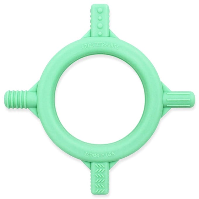 ARK Therapeutic bijtspeeltje baby Tetra-Bite turquoise stevig kunststof.