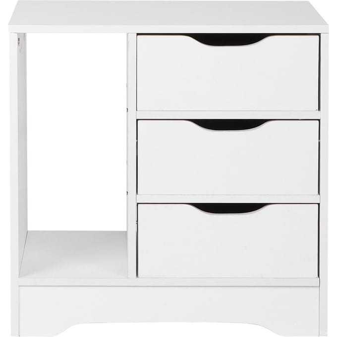Moderne Nachtkastje Ladekast Met 3 Lades Slaapkamer Tafel Meubilair (Wit) wit