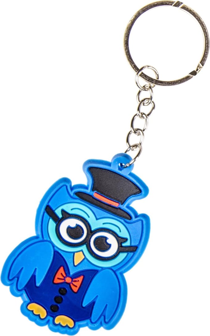 Lg-imports Sleutelhanger Uil Junior 3,5 Cm Rubber Blauw
