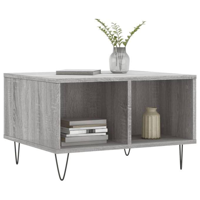 vidaXL Salontafel 60x50x36,5 cm bewerkt hout grijs