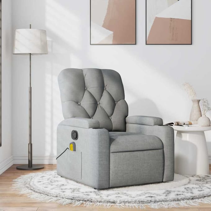 vidaXL - Massagestoel - verstelbaar - stof - lichtgrijs