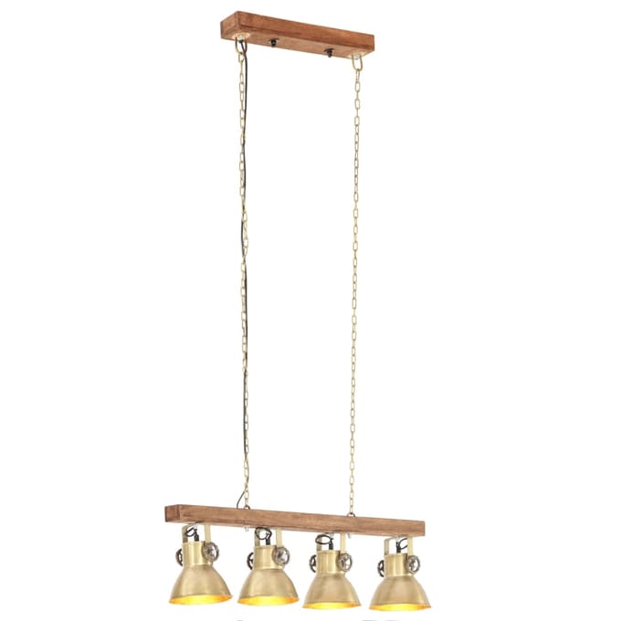 vidaXL Plafondlamp industrieel E27 mangohout messingkleurig