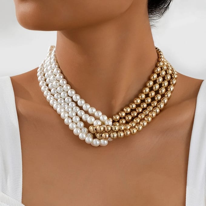 Nivard Ketting - Dames - Staal - Nep zilver - Met Hanger - Nep Goud/Wit