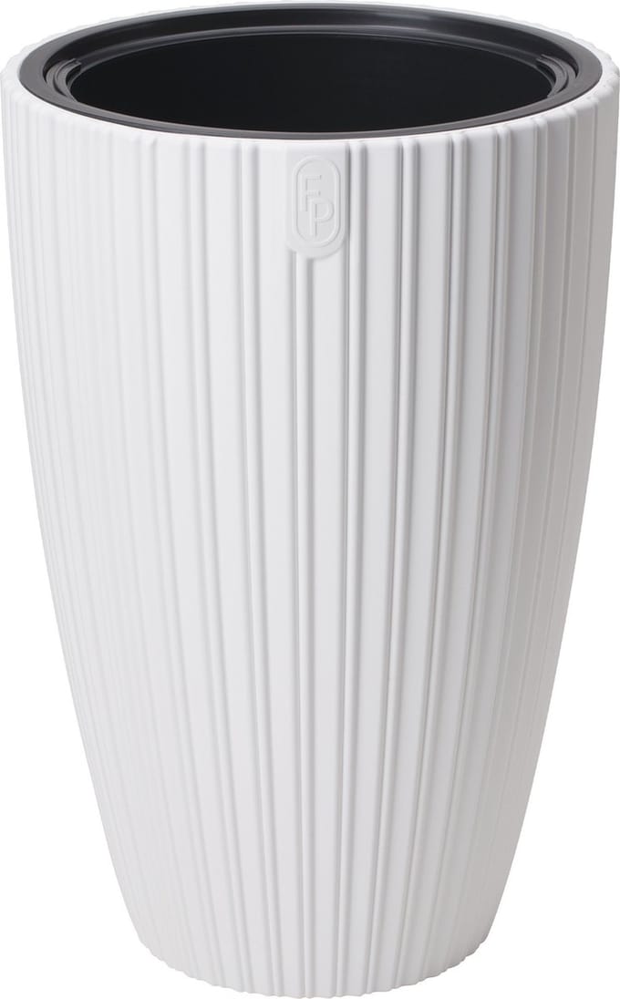Form Plastic Plantenpot/bloempot Mika - kunststof - wit - D30 x H48 cm - met binnenpot - rond