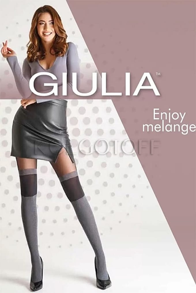 Giulia - Enjoy 60 - Panty - Tweekleurig patroon - 60/20 denier - Medium - Donkergrijze Melange