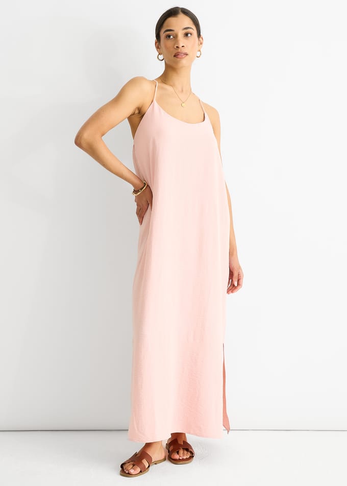 Blush Strappy Airflow oversized jurk met gekruiste rug