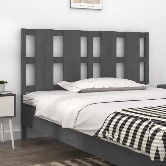 vidaXL - Hoofdbord - 145,5x4x100 - cm - massief - grenenhout - grijs