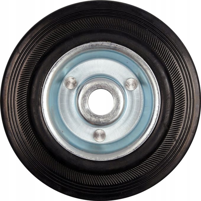 Zwart rubberen wiel met lager, 100 mm