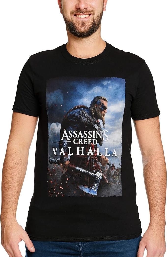 Assassins Creed Valhalla T-Shirt Eivor Motif Unisex Zwart Katoen