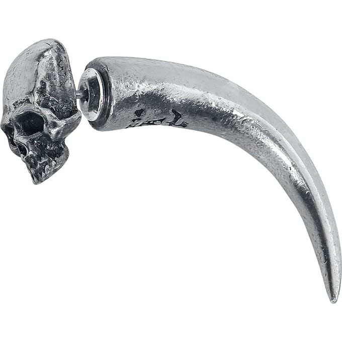 Alchemy Gothic - Gothic Oorstekers - Tomb Skull Horn - zilverkleurig