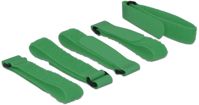Delock Klittenband kabelbinder Om te bundelen (l x b) 300 mm x 20 mm Groen 5 stuk(s)
