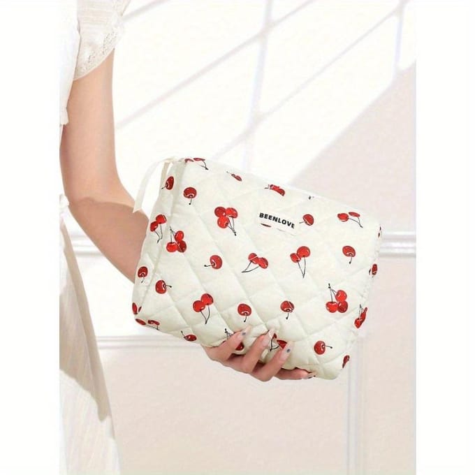 1 Stuk Strik Rozenontwerp Quilting Make-uptas Mode Draagbare Make-uptas Multifunctionele Make-up Organizer Handtas Make-up Kwasten Pouch S