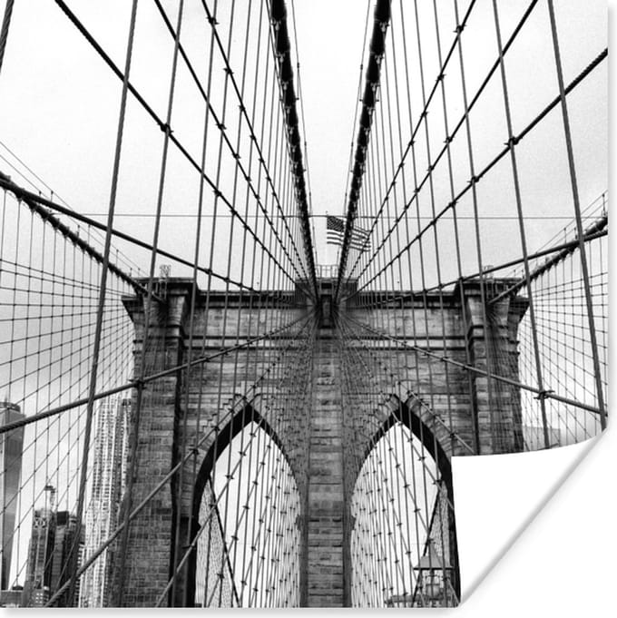 Poster Brug - Architectuur - Zwart - Wit - USA - 30x30 cm