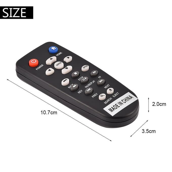 Télécommande de remplacement pour TV WDTV Mini HD Hub Lecteur multimédia WDTV001RNN black