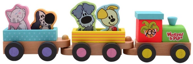 Johntoy Woezel & Pip - Wooden Train Set with Figures