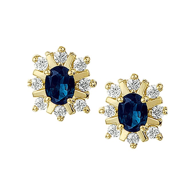 Oorknoppen Saffier En Diamant 0.16ct H P1 Halo