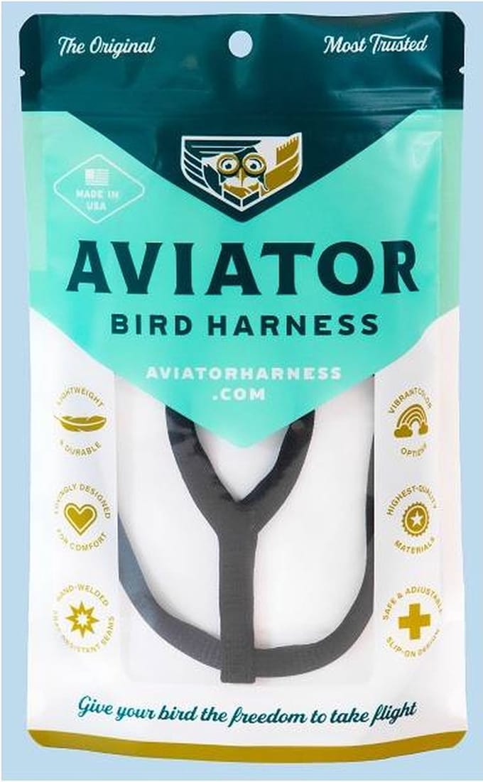 Aviator Bird Harness & Leash Small Black