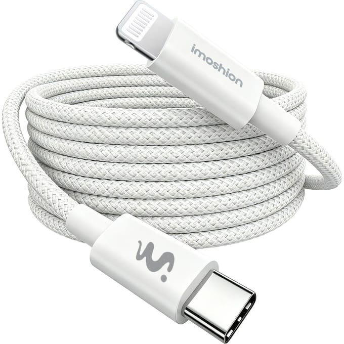 imoshion Braided USB-C naar geschikt voor Lightning kabel 30W - 1 meter - Wit