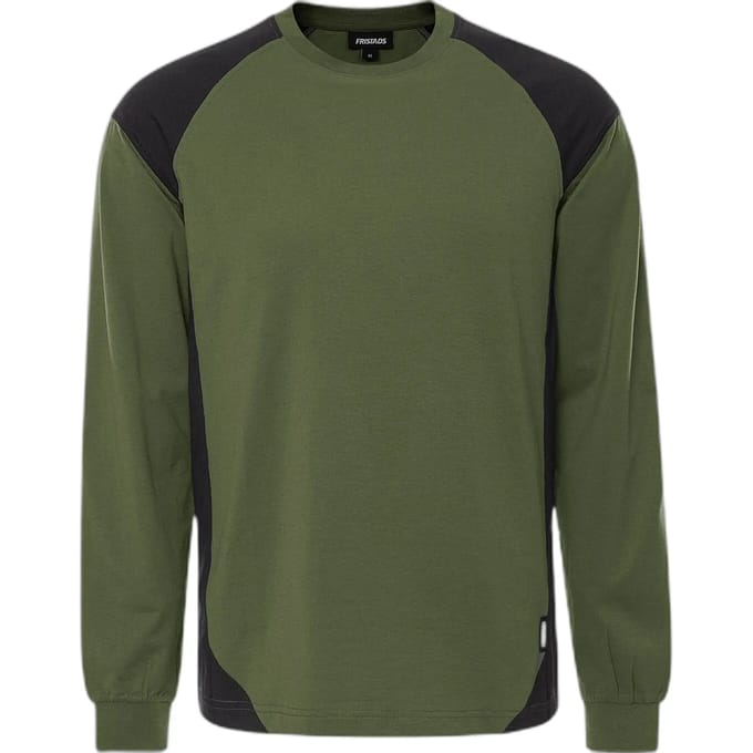 Fristads Heavy T-shirt lange mouw 7071 GTM - Legergroen/zwart - L