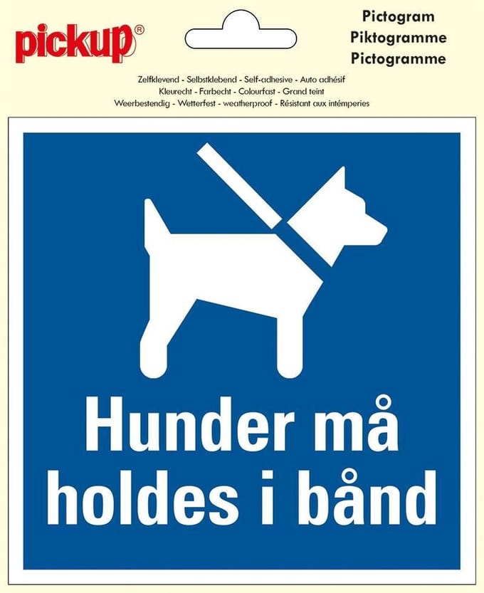 Pickup Pictogram 15x15 - HUNDER MÅ HOLDES I BÅND