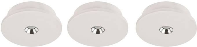 Plafondlamp gips wit keukenlamp moderne plafondlamp verchroomd, LED 4W 200Lm warm wit, DxH 16x4,5 cm, set van 3