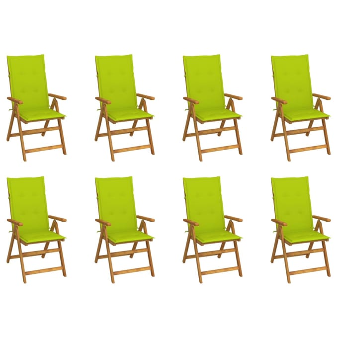 vidaXL - Inklapbare - stoelen - 8 - st - met - kussens - massief - acaciahout